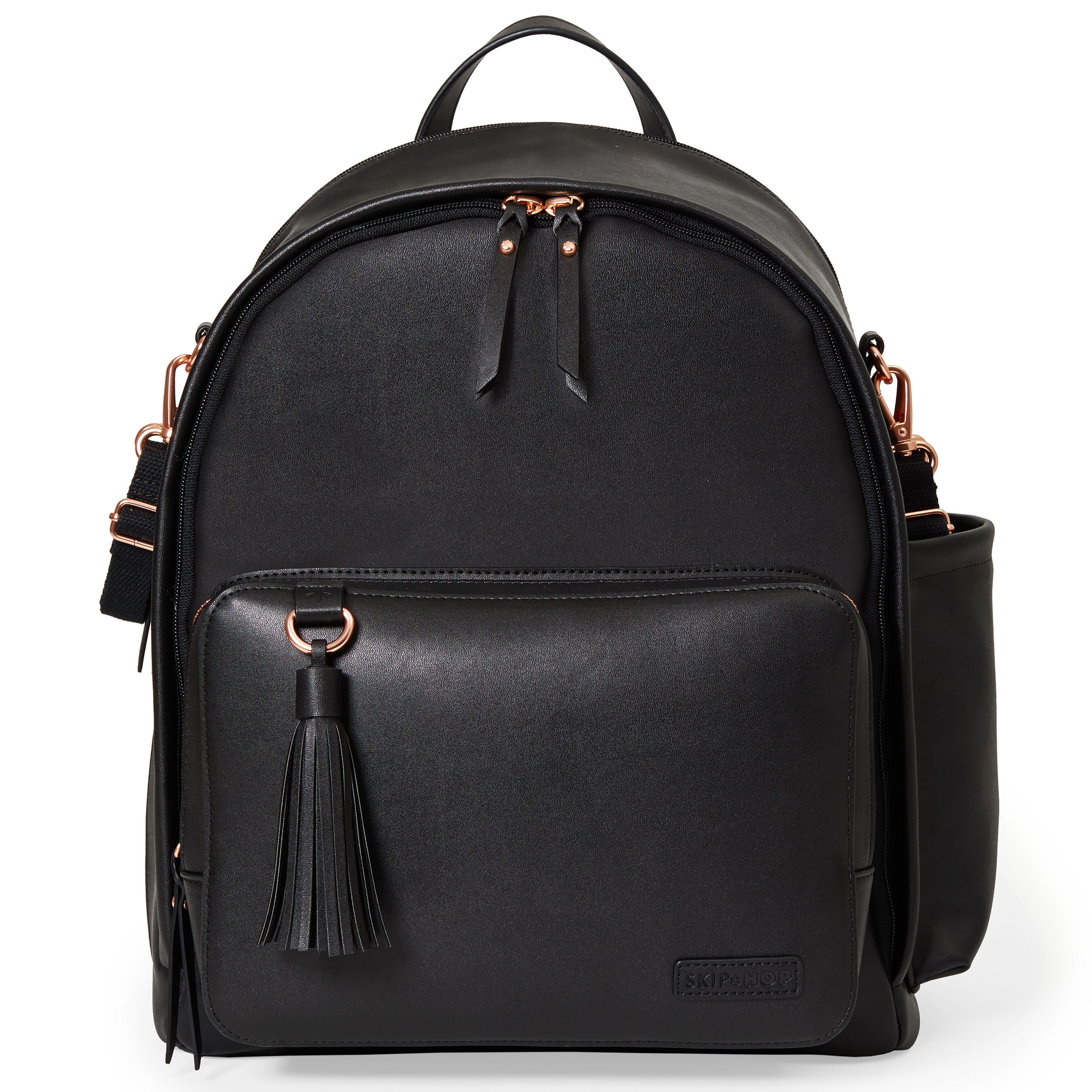 Black leather backpack cheap changing bag